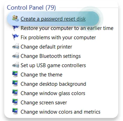 reset disk control panel