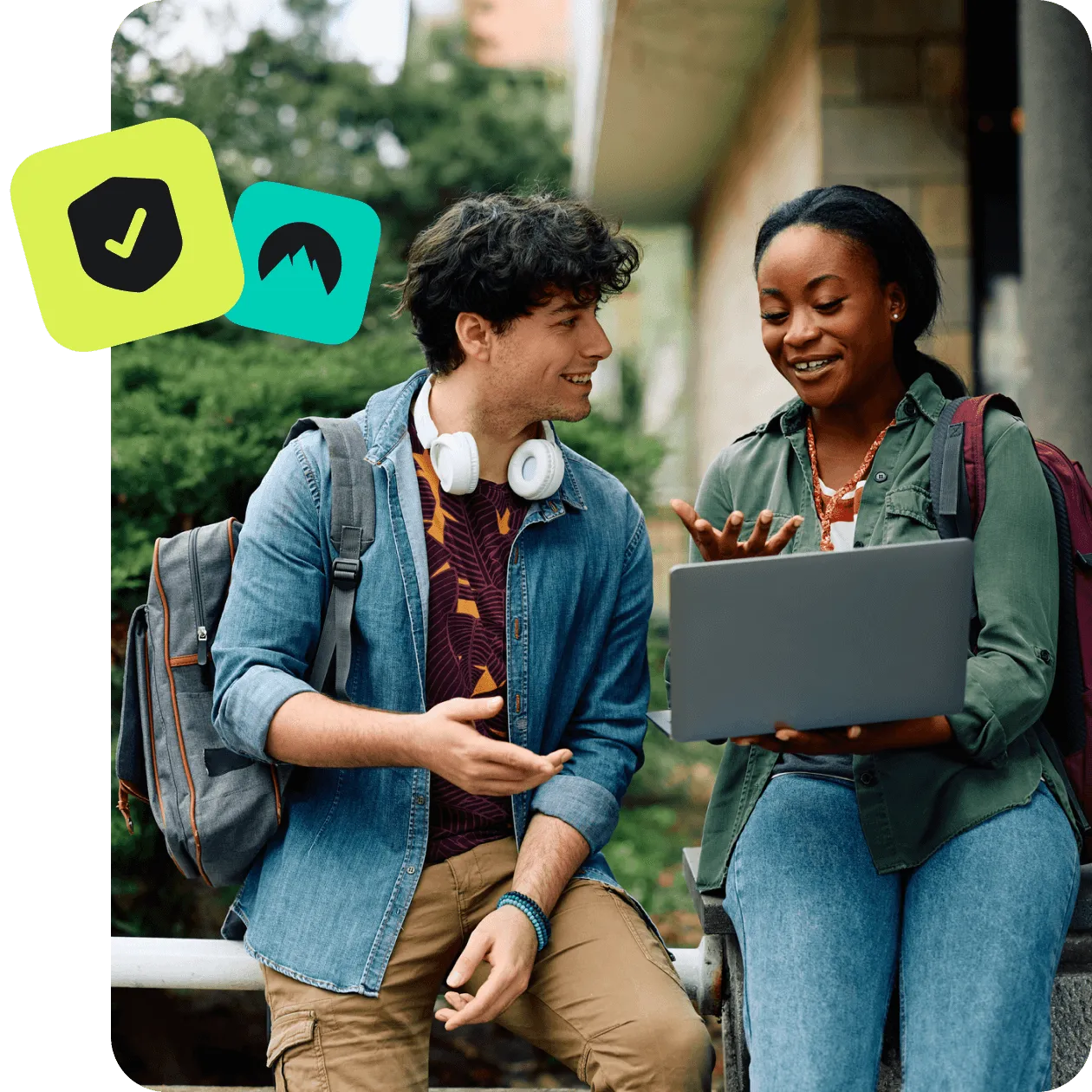 students with laptop