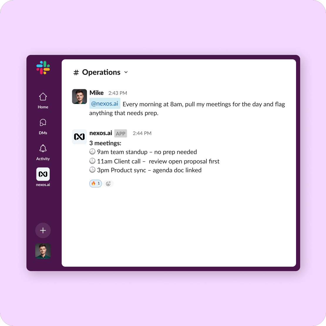 Operations team Slack assistant outcome