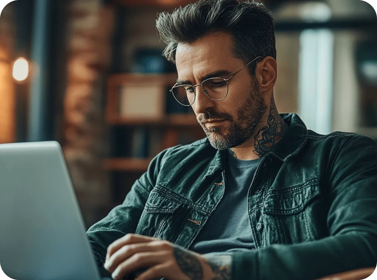 man with a laptop